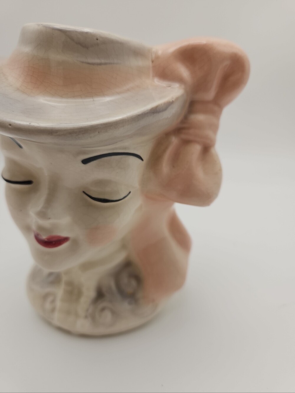 Vintage Lady Head Vase Riding Outfit Hat 6.5" Unmarked - Picture 2 of 9